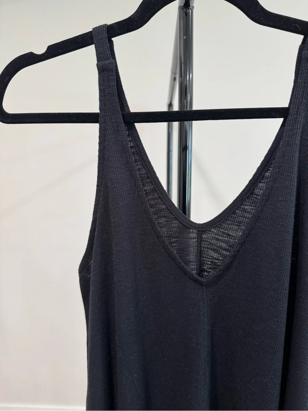 NWOT/Like New Free People Dani Ribbed V-Neck Swing Tank Top Black